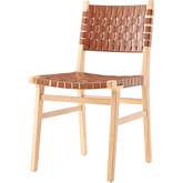 Marco Dining Chair in Brown Eco Leather & Natural Finish Wood (Set of 2)